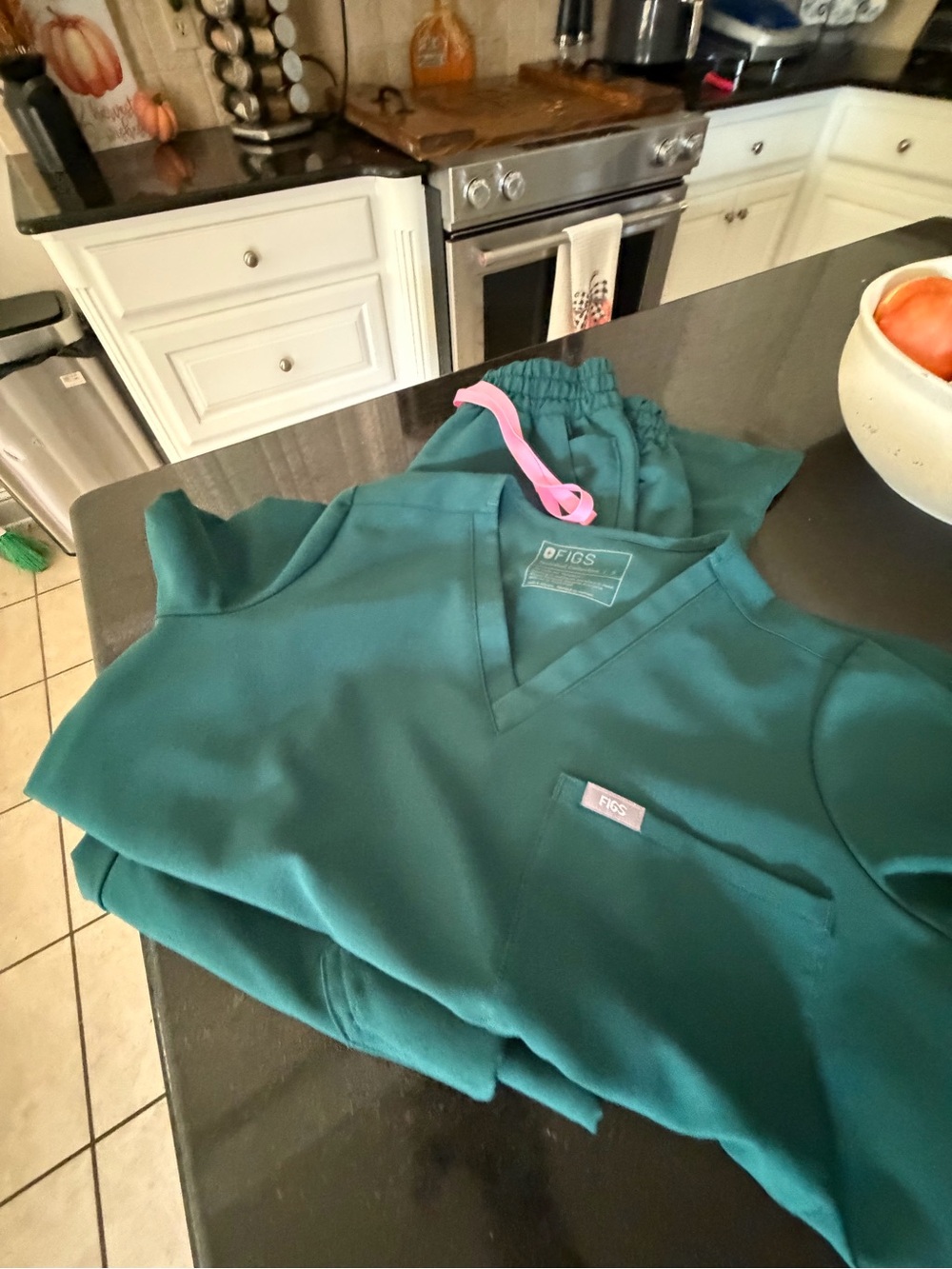 Figs Forrest  Green Scrub set small Catarina Top Dowa pants